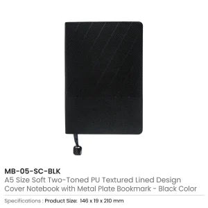 Soft PU Cover Notebooks in A5 Size with Metal Plate Bookmark - Image 10