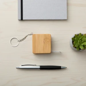 Bamboo Retractable Measuring Tape Keychains - Image 3