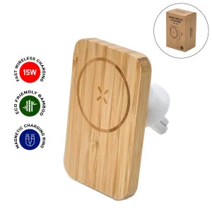Bamboo Wireless Car Charger 15W Fast Charging & Type C