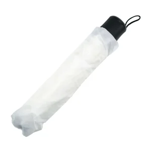 Bi-Fold Umbrella in White with Velcro Closure and Pouch - Image 7