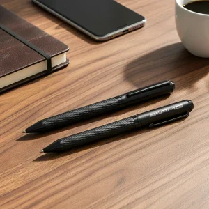 Black Metal Pens with Diamond Textured Design Barrel - Image 3