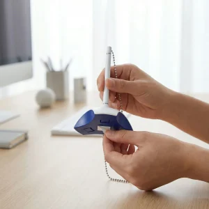 Counter Pen with Base Holder and Secured Chain – Blue Ink - Image 5