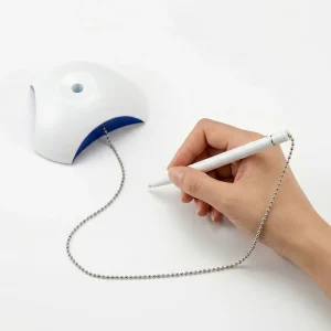 Counter Pen with Base Holder and Secured Chain – Blue Ink - Image 4