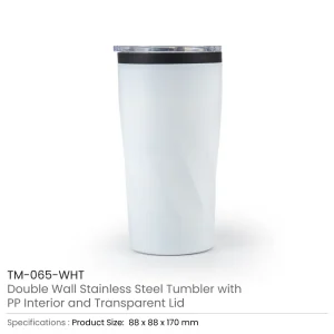 Double Wall SS Tumblers with PP Interior and Transparent Lid 580ml - Image 11
