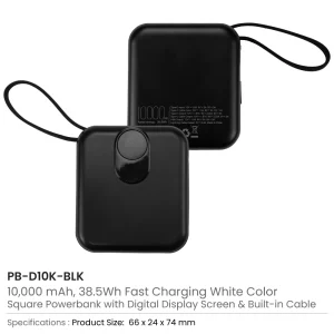 Fast Charging Digital Powerbank 38.5Wh with Built-in Type-C and Lightning Cable, 10000 mAh - Image 10