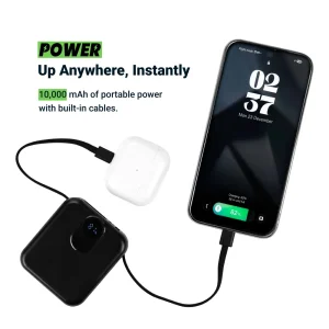 Fast Charging Digital Powerbank 38.5Wh with Built-in Type-C and Lightning Cable, 10000 mAh - Image 4