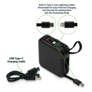 Fast Charging Digital Powerbank 38.5Wh with Built-in Type-C and Lightning Cable, 10000 mAh - Image 6
