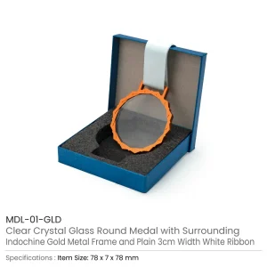 Glass Medals with Metal Frame and 3cm White Ribbon - Image 6