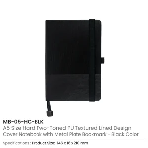 Hard Cover PU Notebooks in A5 Size with Metal Plate Bookmark - Image 9
