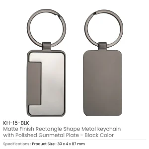 Metal Keychain Rectangle Gun Metal Matte Finish Plate - Image 4
