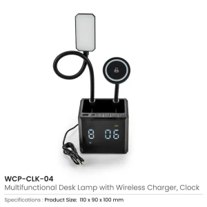 Multi-functional Desk Lamp with Wireless Charger and Clock - Image 5