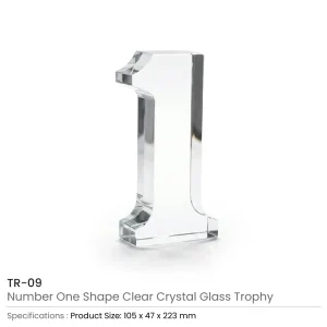 Crystal Glass Trophy in Number One Shape with Gold Lock Closure Box - Image 6