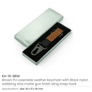 Laserable PU Leather Keychains with Sling Snap Hook - Image 10