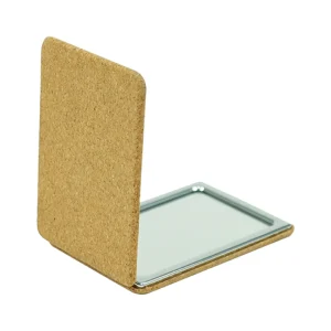 Rectangle Pocket Mirror, Double-Sided Foldable with Cork Finish Cover - Image 6