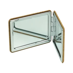 Rectangle Pocket Mirror, Double-Sided Foldable with Cork Finish Cover - Image 5