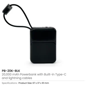 Powerbank with Built-in Type-C & Lightning Cables, 20,000mAh, 45W Fast Charging - Image 9