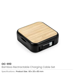 Retractable Charging Cable Set with Bamboo Top – 60W Fast Charging - Image 6