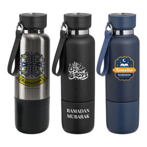 Multi-function SS Bottles, Double Wall, Base Cup, Lanyard, 500ml - Ramadan Gifts