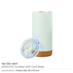 Travel Tumbler with Cork Base 450ml Stainless Steel - Ramadan Gifts - Image 4