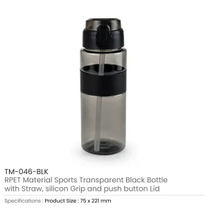 Eco-friendly Sports Bottles with Straw, 700ml in rPET Material - Image 3