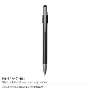 Stylus Metal Spinner Pens – Push Button (Blue Ink) - Image 5