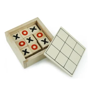 Tic-Tac-Toe Wooden Board Game with Slide Storage Box – 9 Wooden Cubes - Image 7