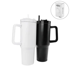 Tumblers with Handle and Straw in Stainless Steel 1200ml