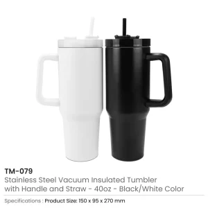 Tumblers with Handle and Straw in Stainless Steel 1200ml - Image 7