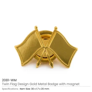 Twin Flag Metal Badges Golden Imprint Your Country Flag - Image 4